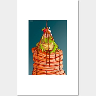 Cute Frog on Pancakes Posters and Art